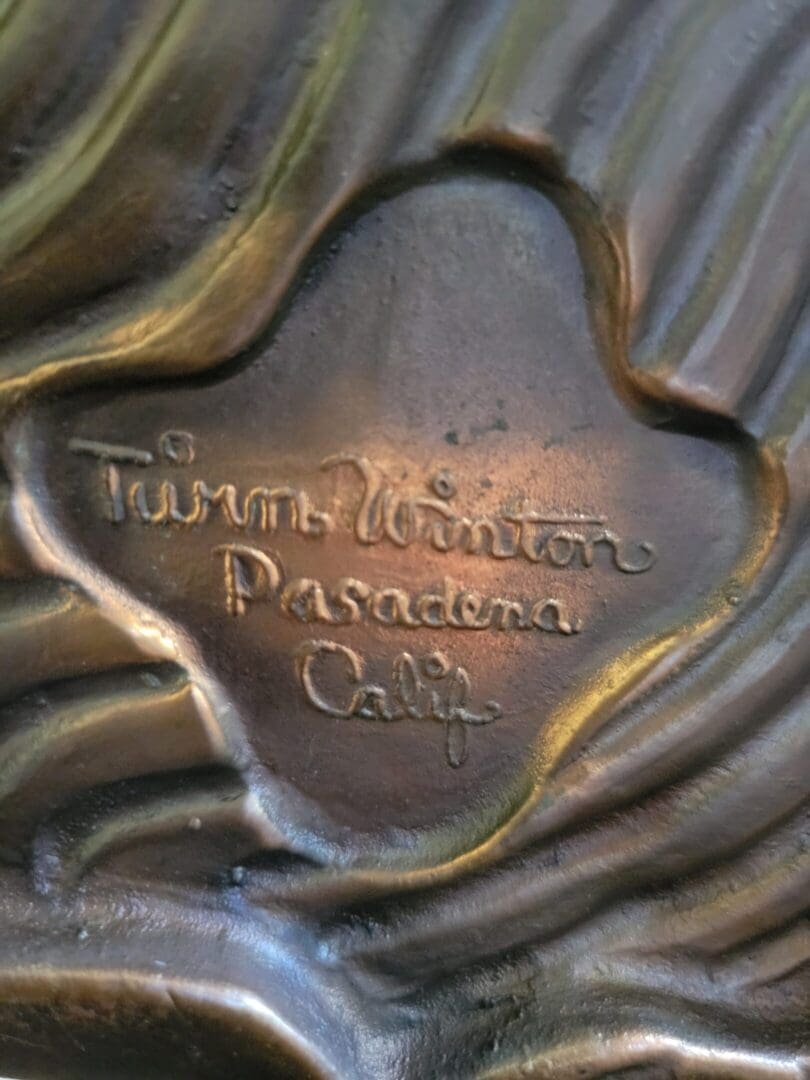 Signature of artist, Timm Winter, Pasadena, Calif.