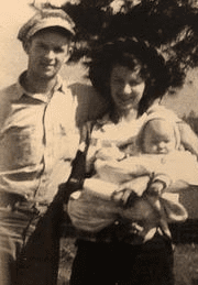 Black and white photo of a family.