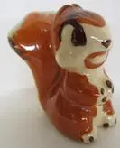 A small, brown ceramic squirrel figurine.