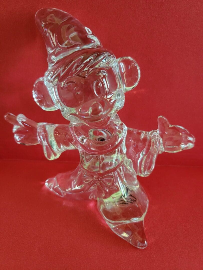 Crystal figurine of Mickey Mouse as a wizard.