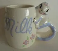 White ceramic mug with a dragon handle.