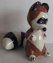 Ceramic figurine of a raccoon.