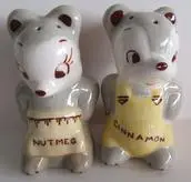 Nutmeg and cinnamon bear salt and pepper shakers.