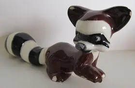 Ceramic figurine of a raccoon.