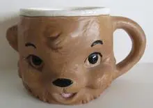 Brown bear face ceramic coffee mug.