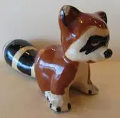 Ceramic figurine of a raccoon.