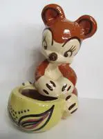 Ceramic mouse planter with yellow pot.