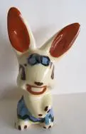 Hand painted ceramic bunny figurine.